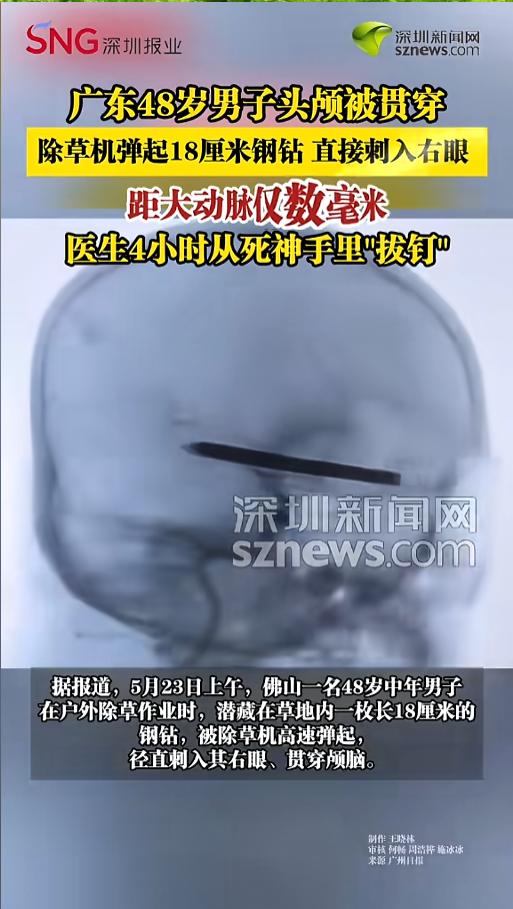 “人怎么能这么倒霉！”5月23日，广东佛山，一位48岁男子正在户外进行除草作业。