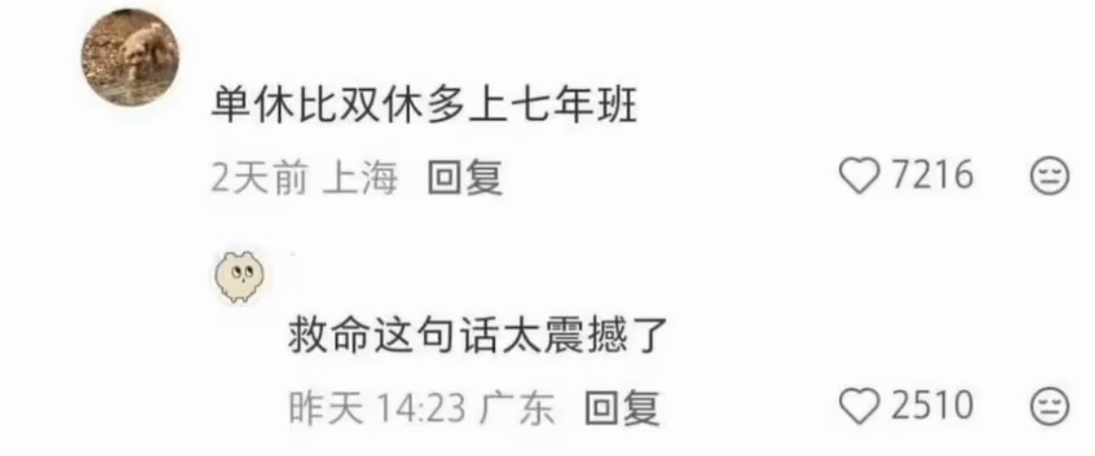 单休比双休多上七年班