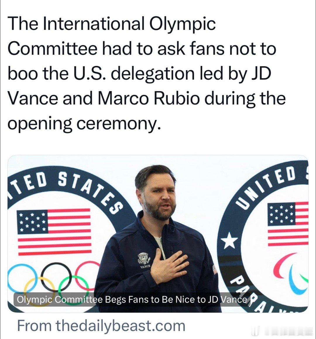 美国冬奥代表团，团长是副总统Vance他和国务卿Rubio，将出席开幕式国际奥委