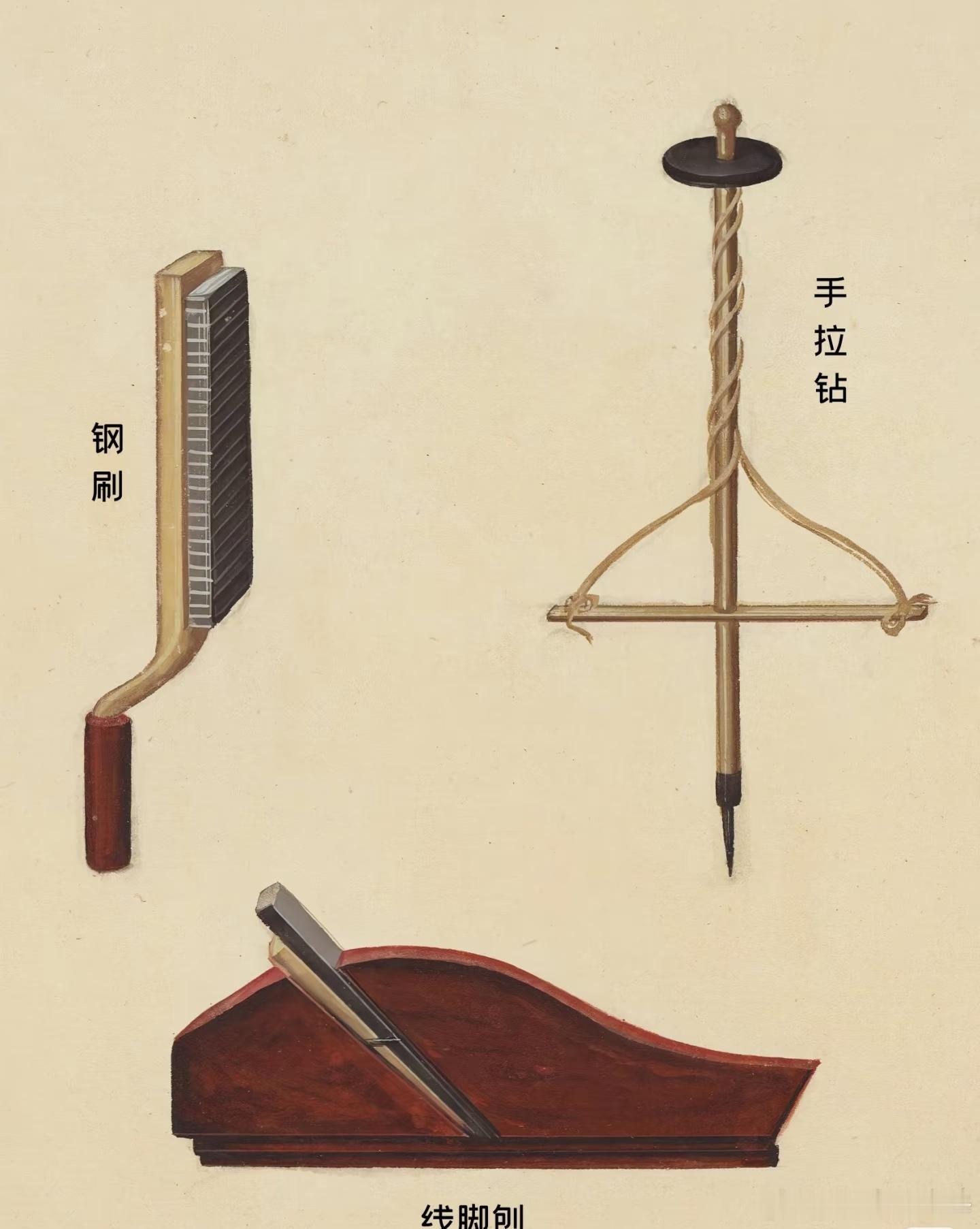 看第七张，线脚刨，明代开始有了木工工具，家具可以更精细​​​