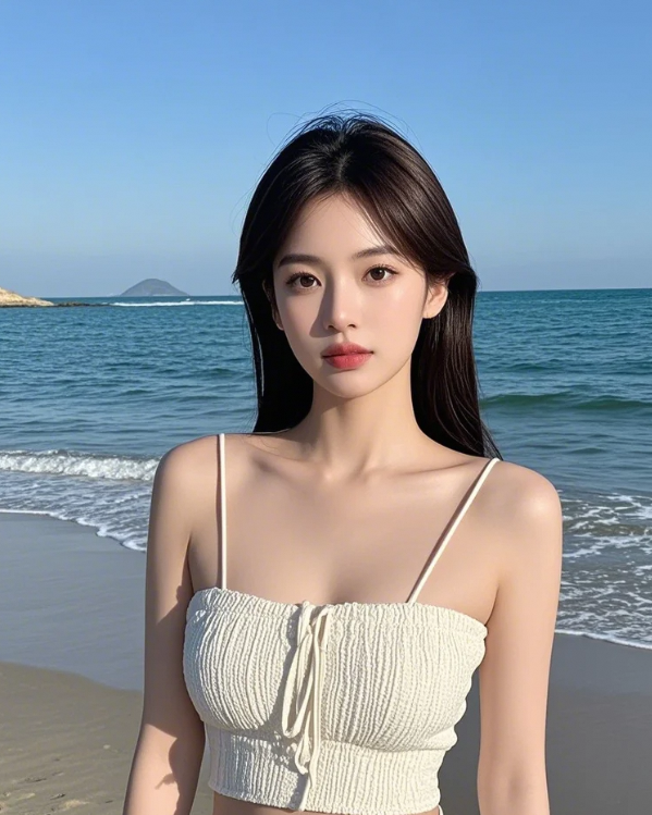 潮起潮落处，海边美人书写时光恋曲