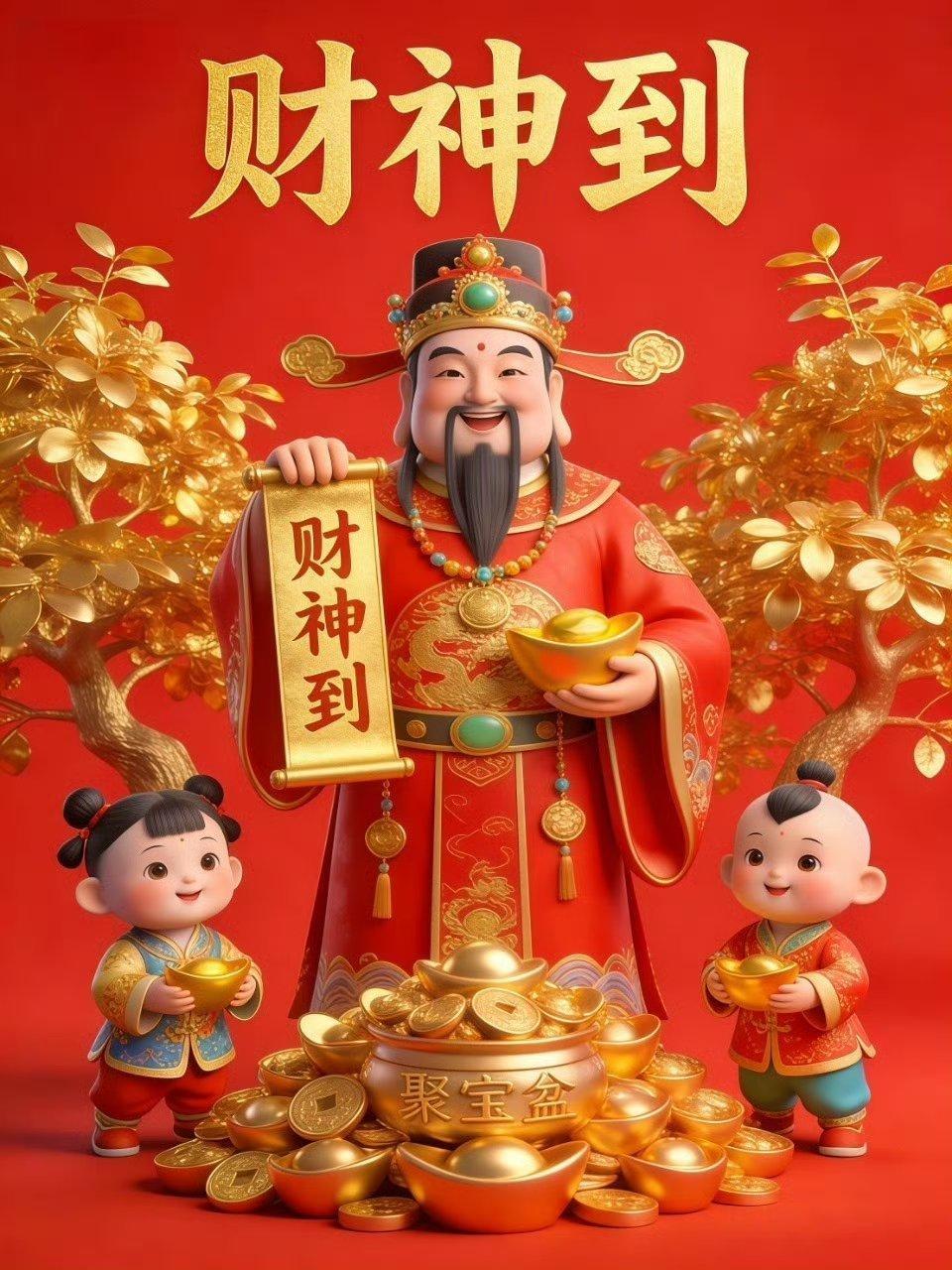 幂谈天下正月初五送祝福：祝您五路财神齐进门，金银满屋福满盆