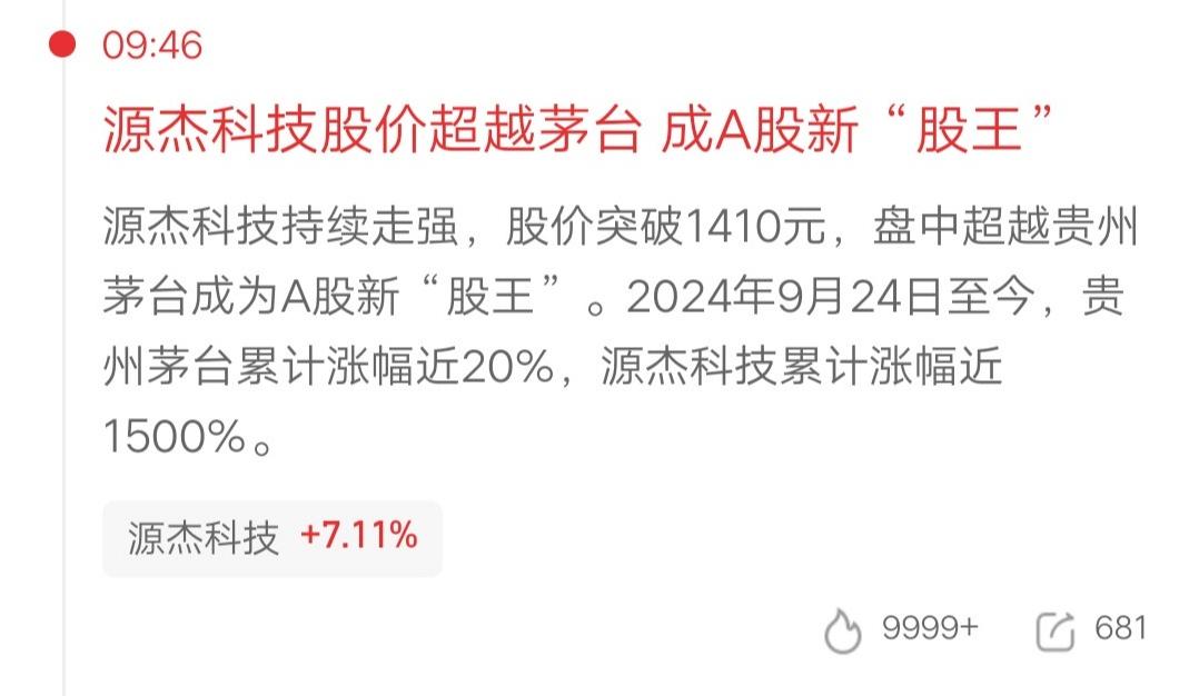 大A今天最牛的票提前出来了，创造A股新纪录，股价超过贵州茅台，成为A股新股王，就