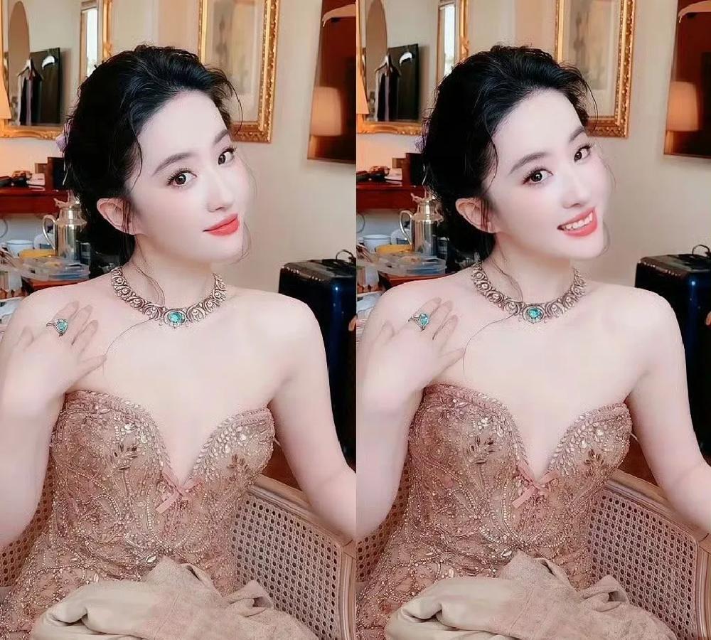刘亦菲这次在宝格丽活动确实支棱起来了，ElieSaab高定套她身上跟长出来似的