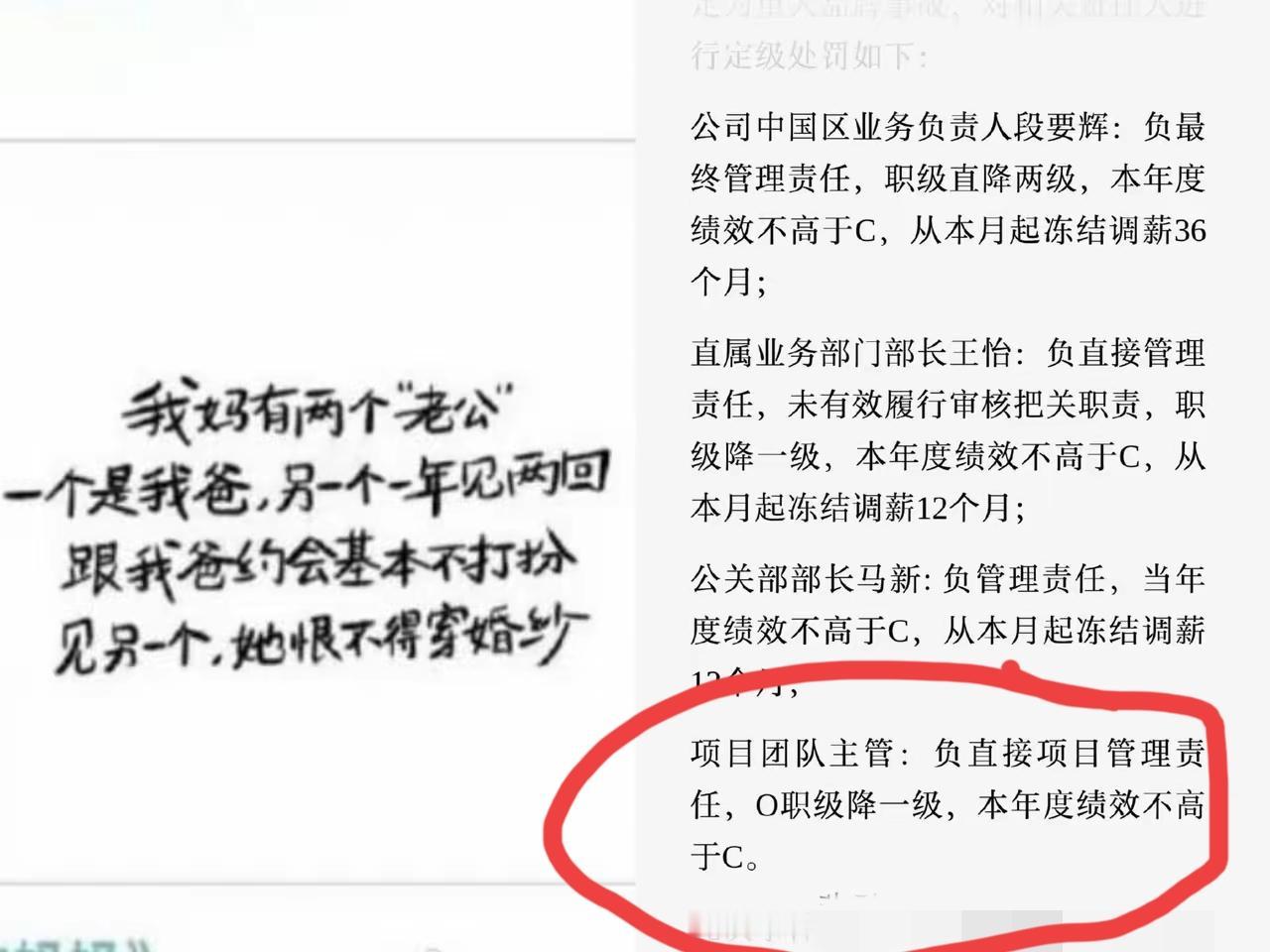 看了OPPO具体的处罚。段要辉确实最惨，他的级别这种事情正常都不会过他