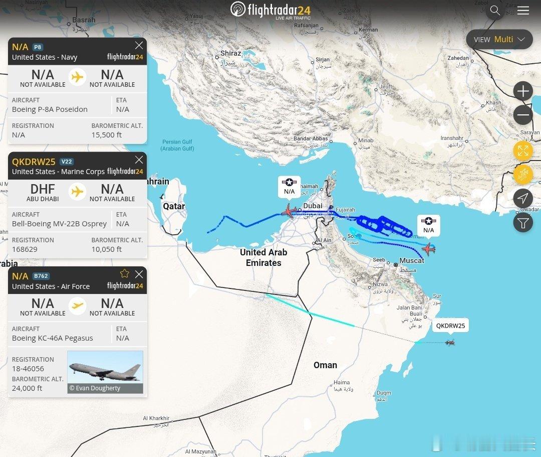 🚁美国海军陆战队MV-22B“鱼鹰”倾转旋翼机，编号168629，从阿布扎比