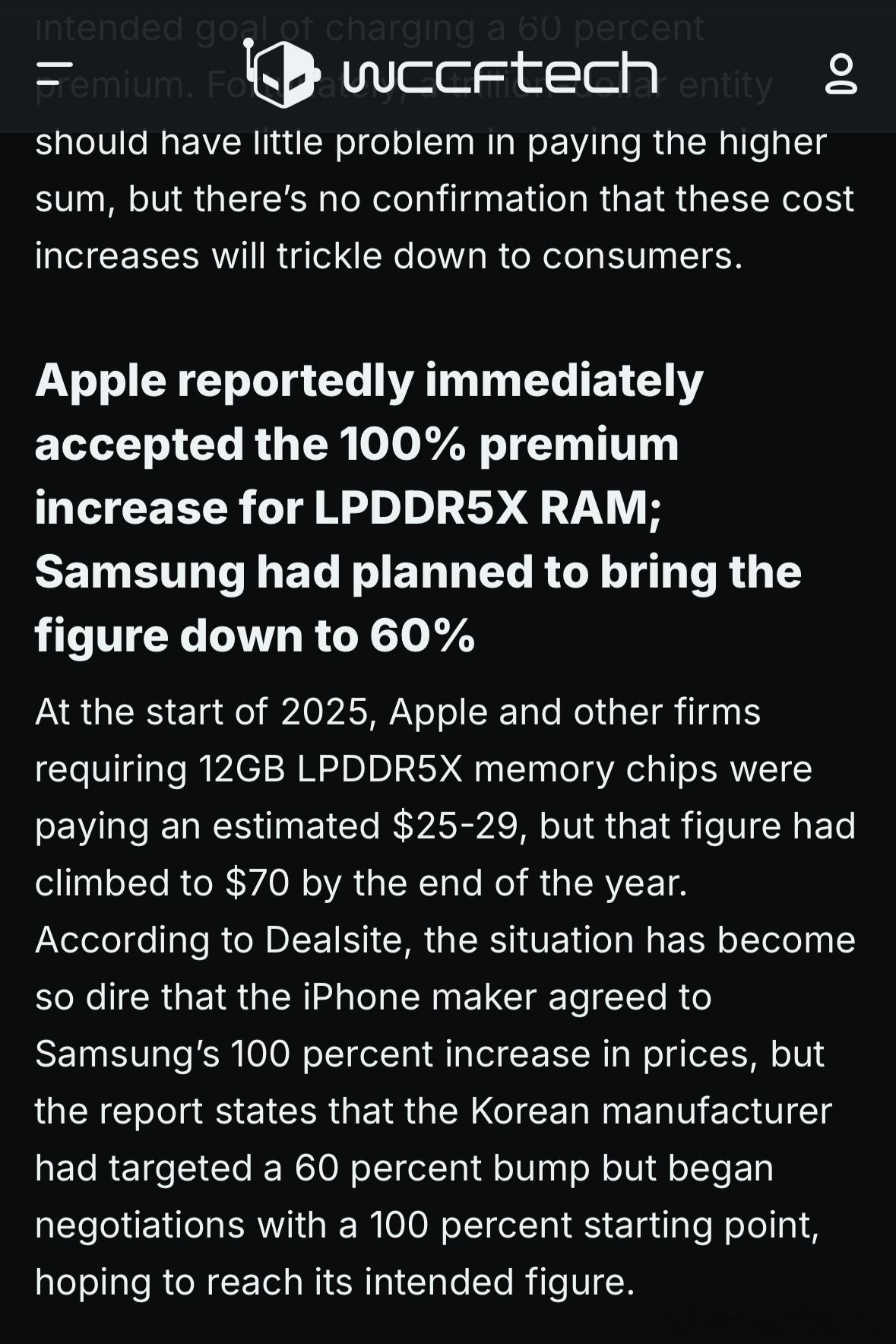 外媒披露苹果三星谈判细节真就笑死个人！说是三星因为内存涨价要与苹果沟通大幅提升供