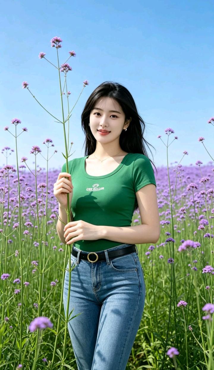 在花田里，她拿着一朵花微笑。怎么样的女人最好看生命的本质是什么自然治愈系美女
