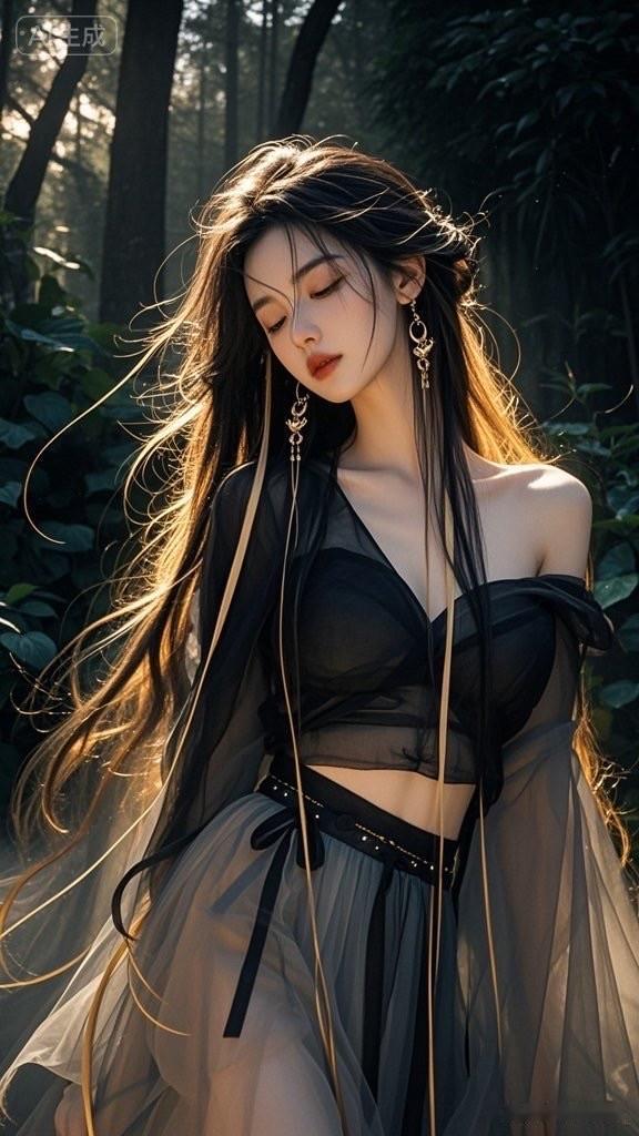 森林中的精灵少女，梦幻与神秘的完美结合。