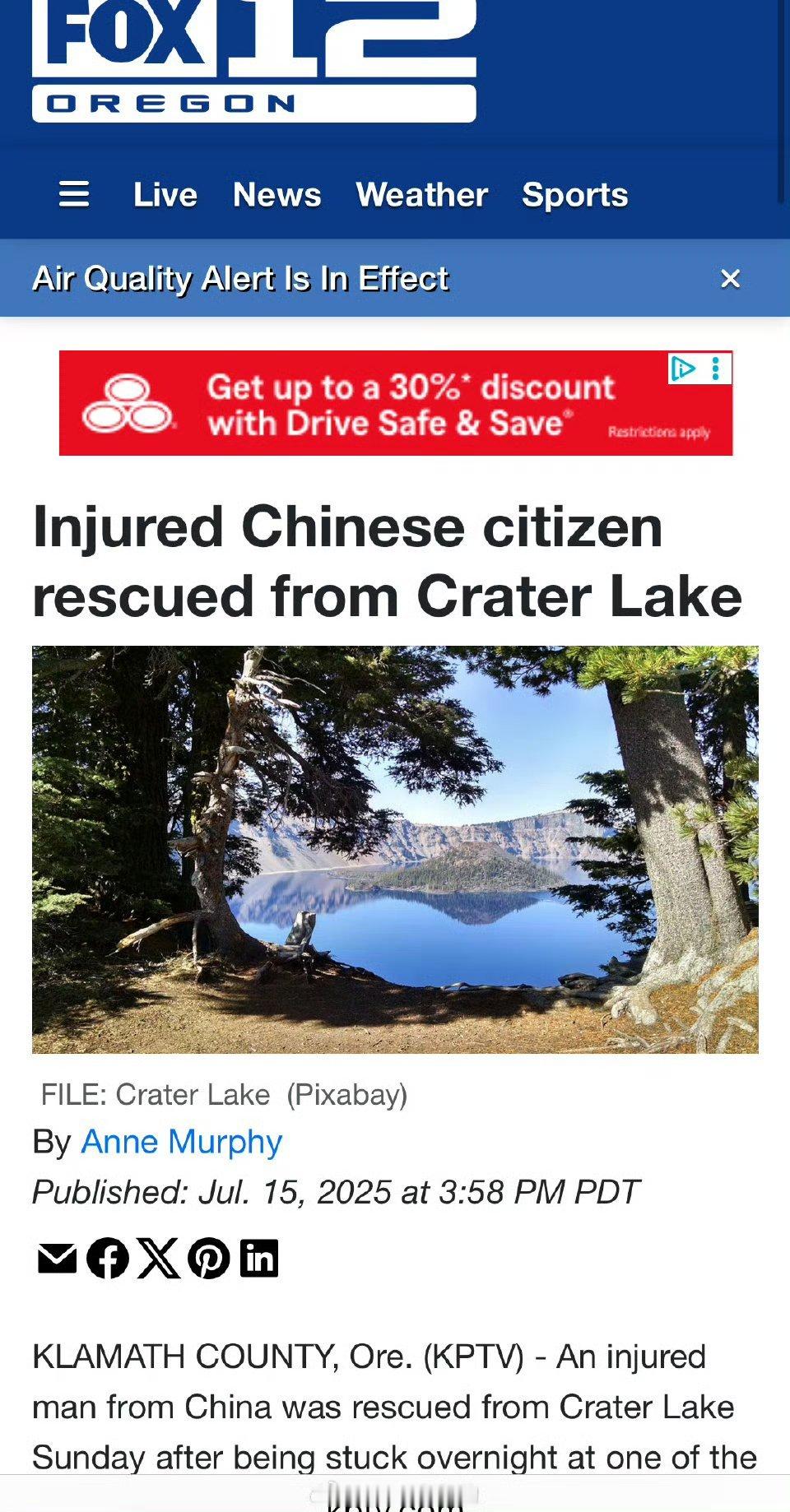 中国游客在美摔断腿获黑鹰救援说不定中国游客看见“黑鹰”那一刻，心里是崩溃的，这玩