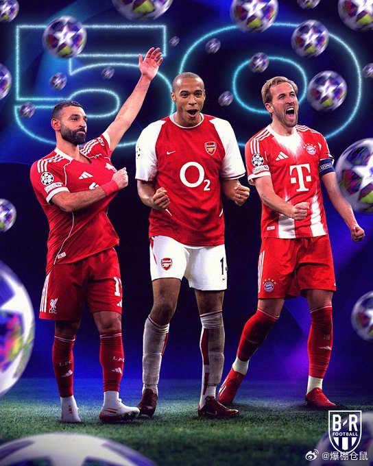 【同一天，萨拉赫和凯恩追平亨利，同时进入欧冠50球俱乐部！】欧冠联赛