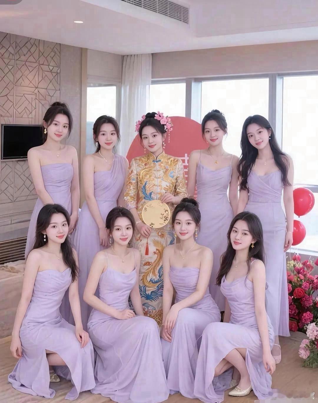 闺蜜团，除了新娘，其他的美女傻傻分不清了