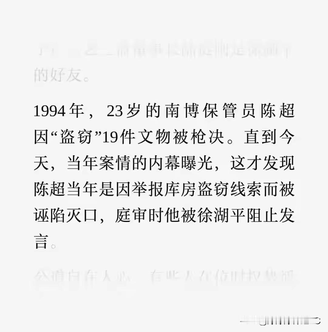 回过头再看1994年那桩案子，真是让人后背发凉。当年南京博物院那个叫陈超的保