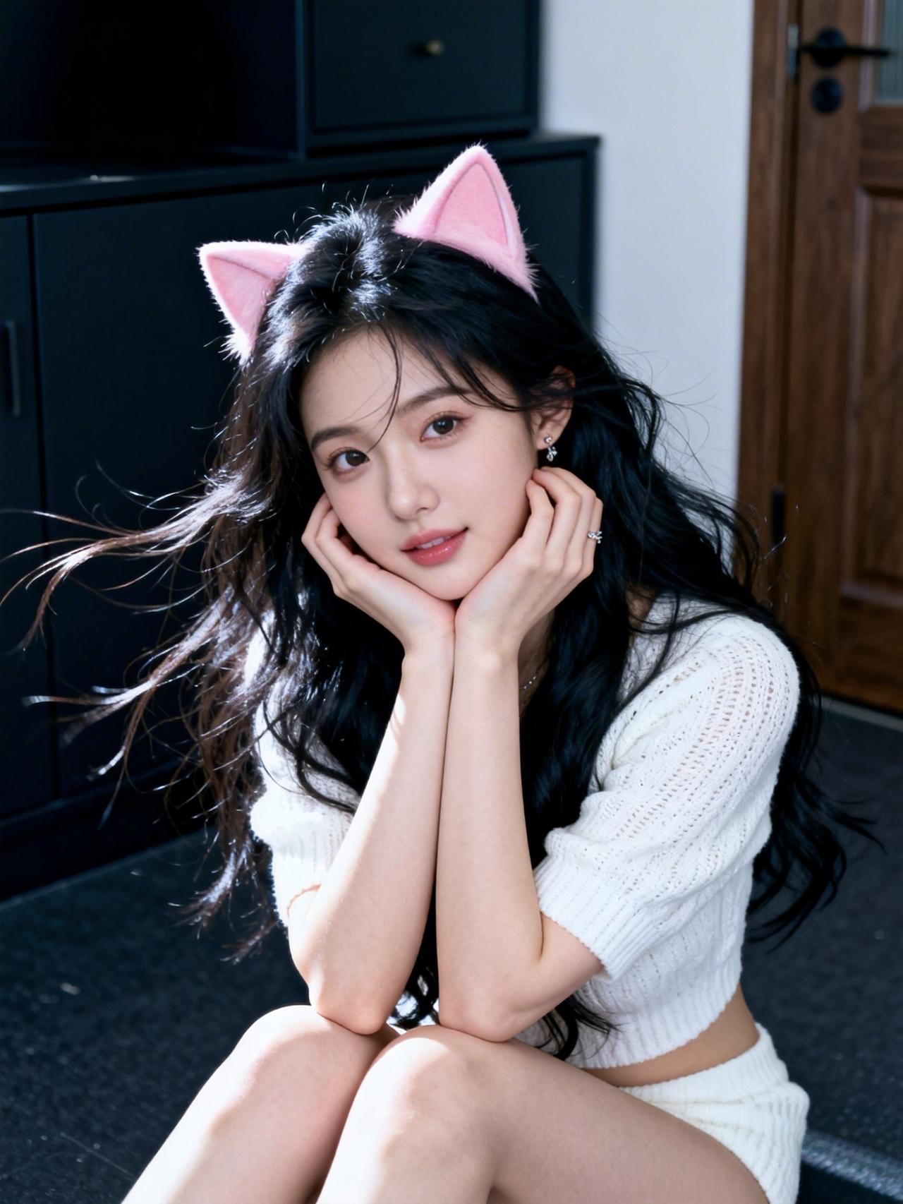 头上的装饰增添了几分少女气息