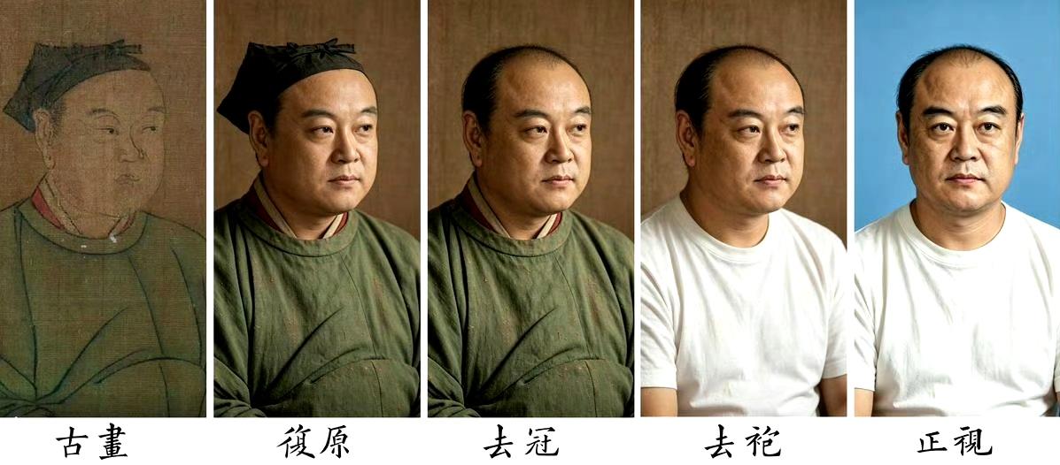 岳飞画像现代化复原。