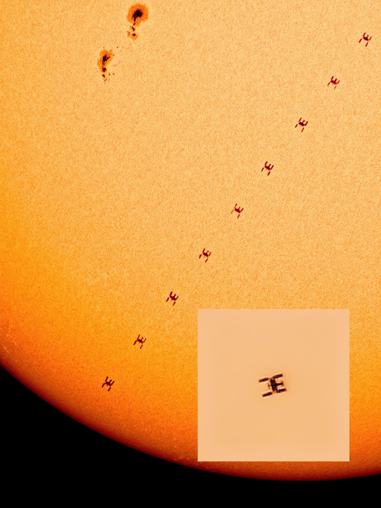 最新中国空间站凌日📷:光影遨游的小鱼