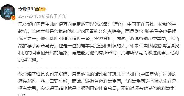 前国足主帅伊万曝猛料！足协选帅陷