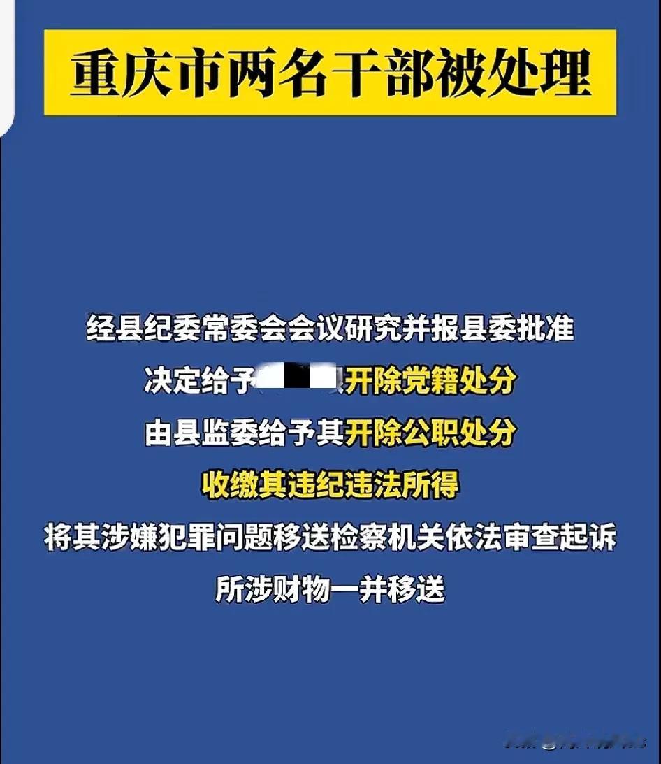 重庆两名干部被处理，引人深思！如今这大环境，普通老百姓找个服务员的工作都不容