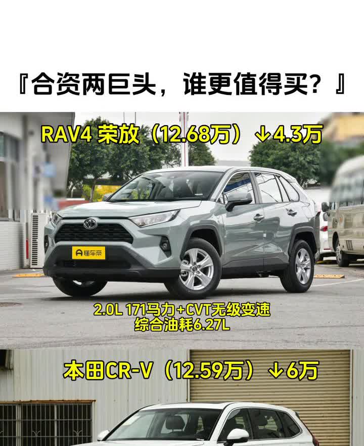 合资两巨头，谁更值得买？·RAV4荣放(12.68万)↓4.3万，2.0L1