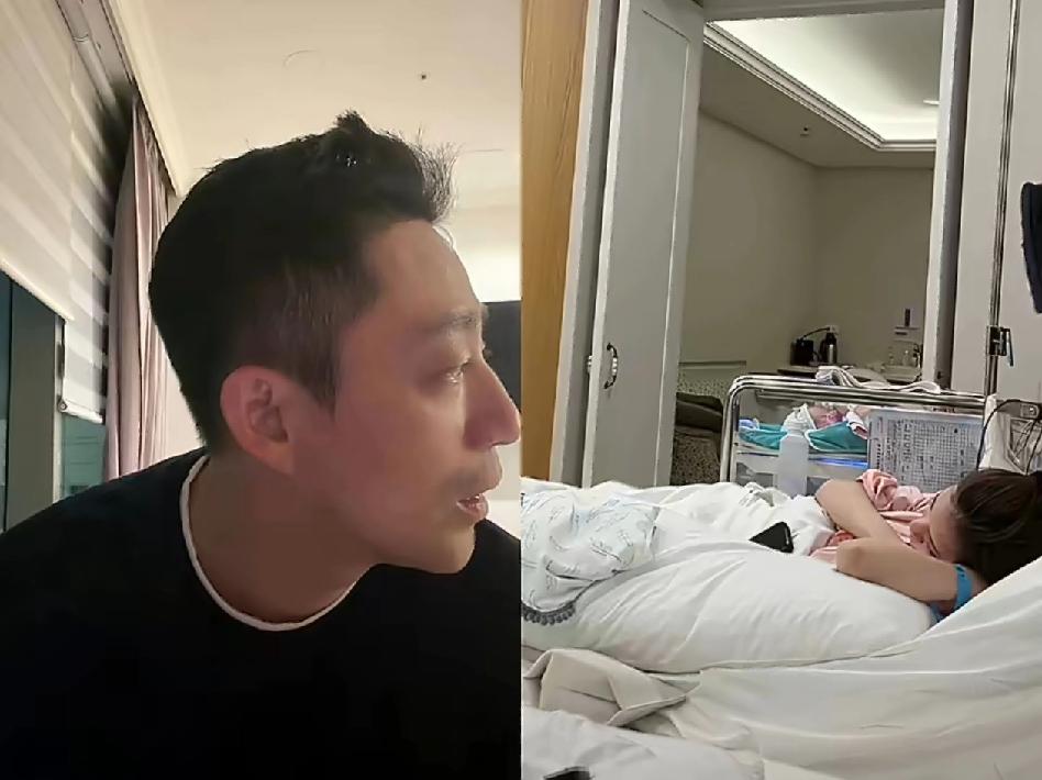 直播中，汪小菲轻声分享温馨一幕：马筱梅枕着他的手臂已熟睡，一旁的小宝宝也安静入眠