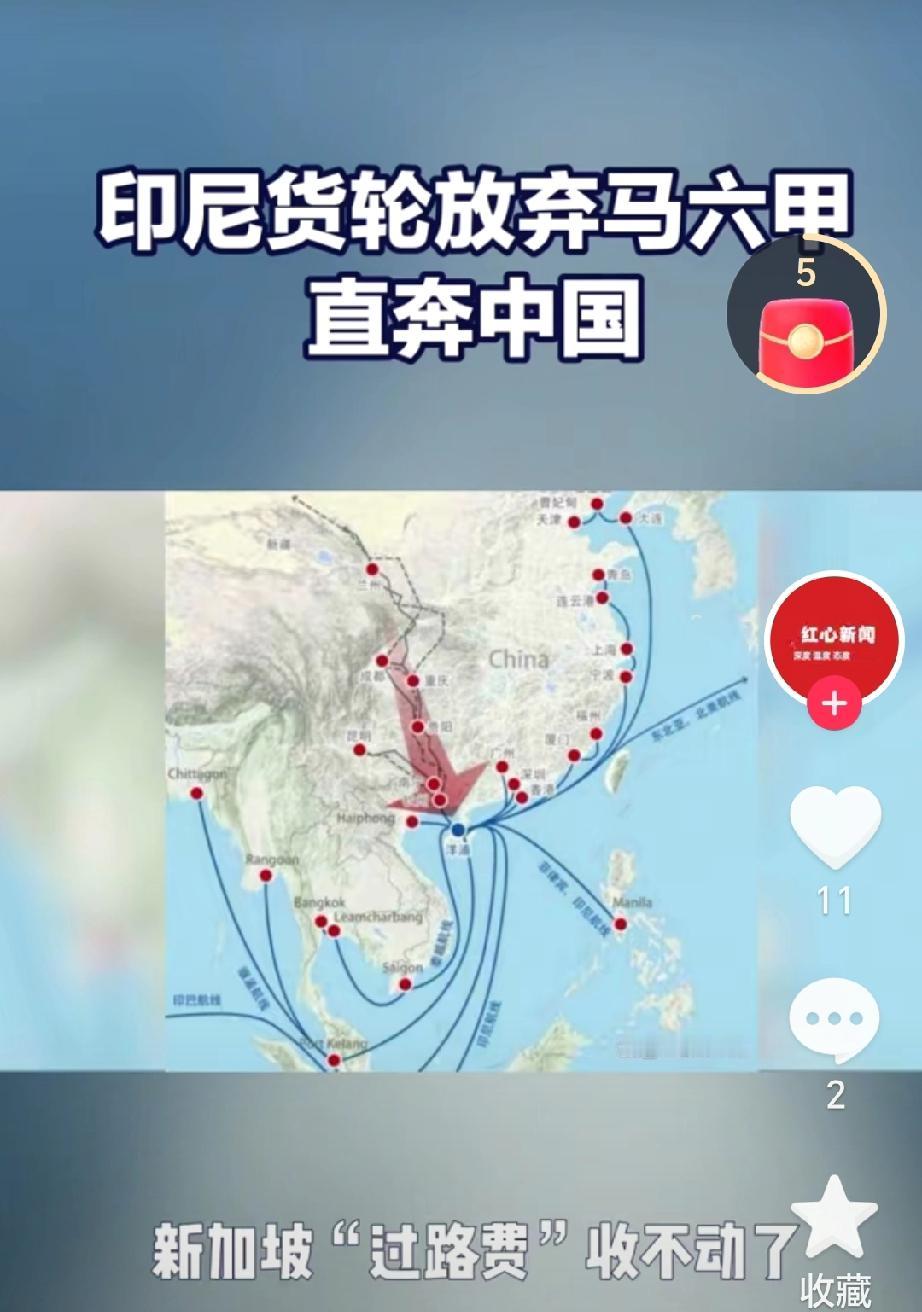 印尼不交保护费了，不走新加坡了印尼货船现在不绕新加坡了，直接开向海南洋浦港