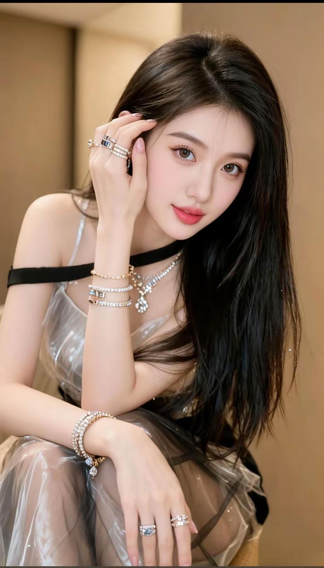 优雅黑发美人，闪耀珠宝配饰，时尚气质满分！💎✨