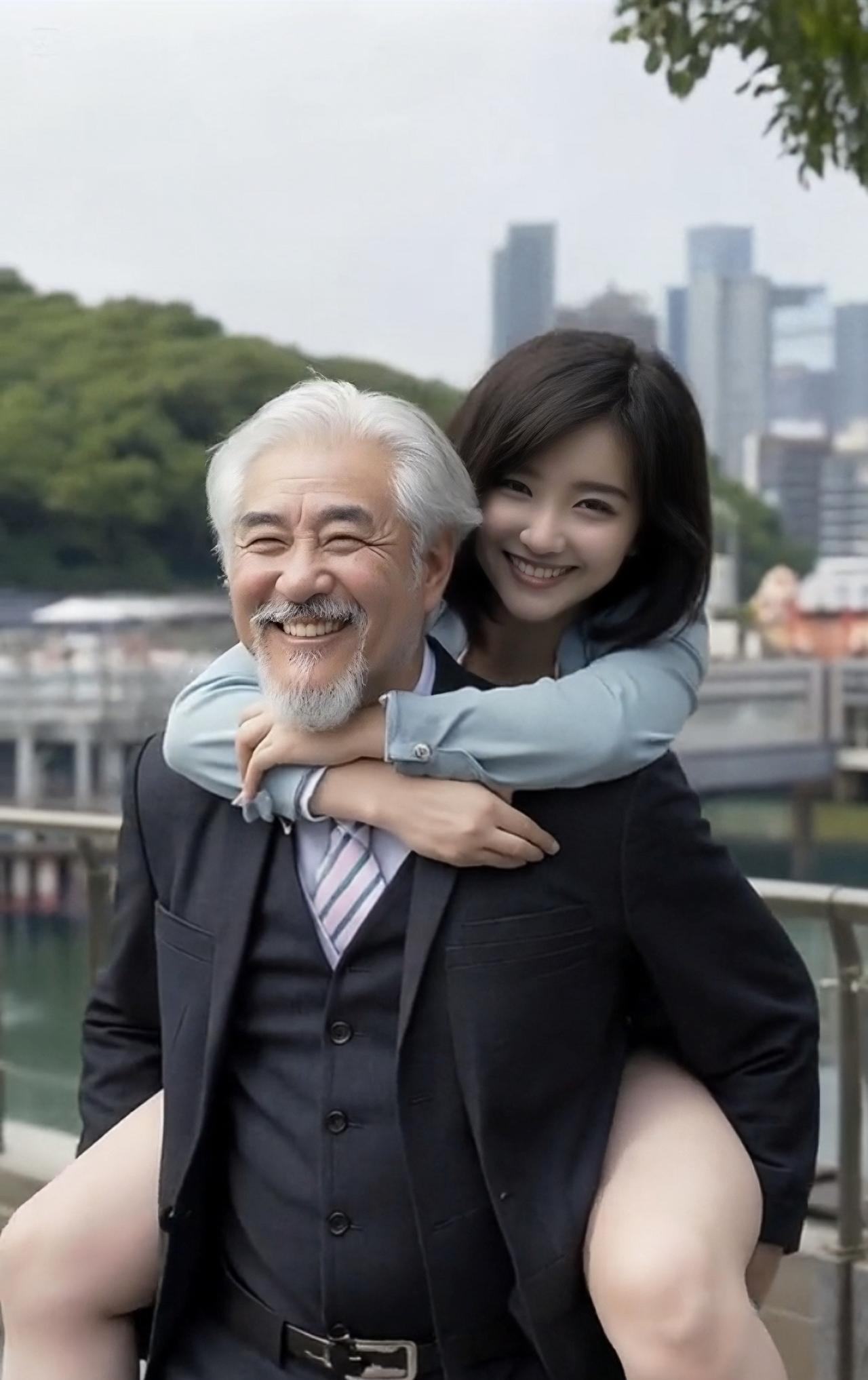 打油诗.《背媳妇》西装老头乐开花，背起媳妇笑哈哈青春小鸟肩上趴，幸福日子美到