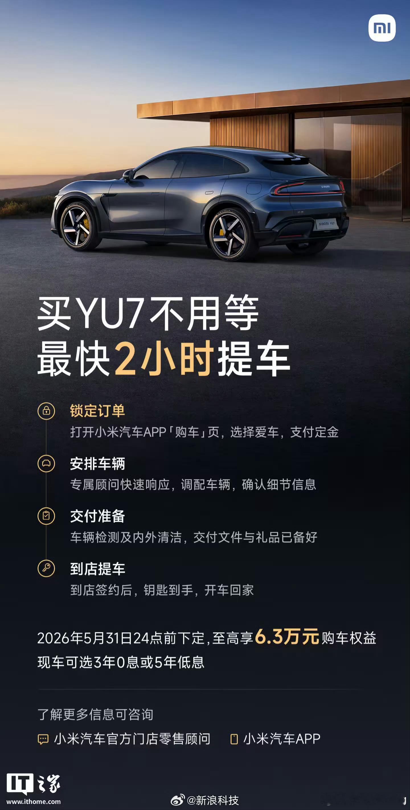 小米官宣交付能力大幅提升，最快两小时提车。其实这就是现车选购的交付时间，定制新车