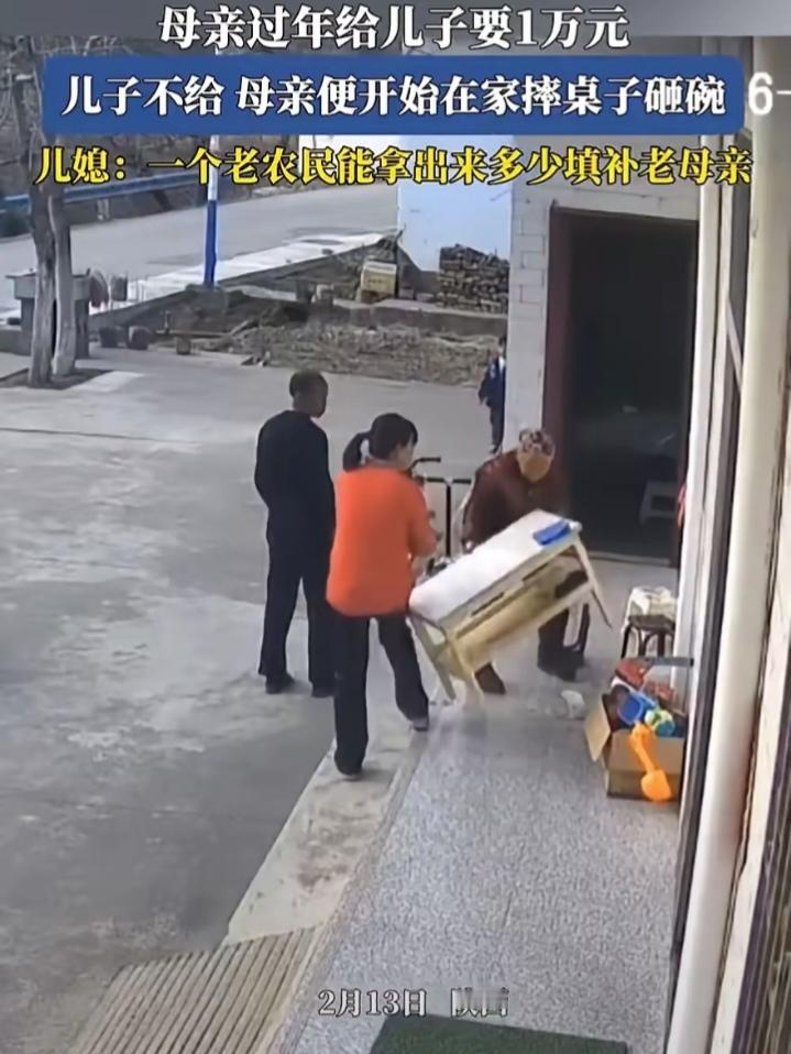 看得心酸！陕西一处农家院里，一段监控，看得人心里发沉。儿子儿媳千里回乡，陪老母