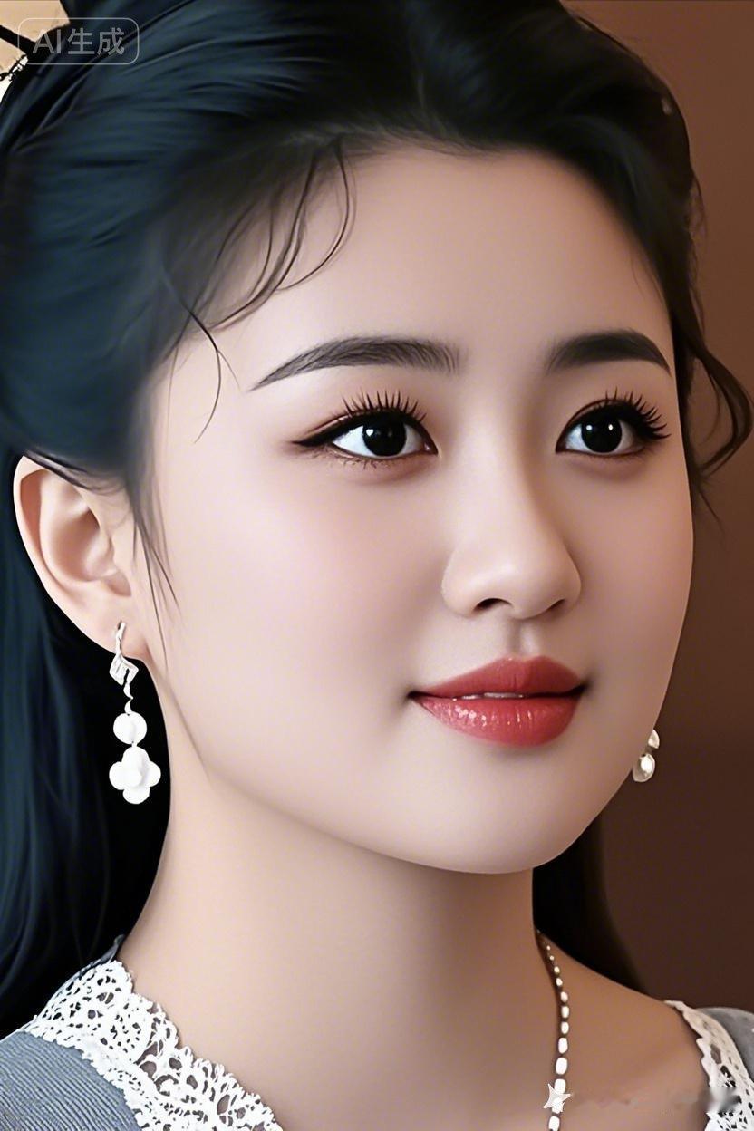 优雅气质，甜美笑容，精致妆容，时尚耳环，完美女神。