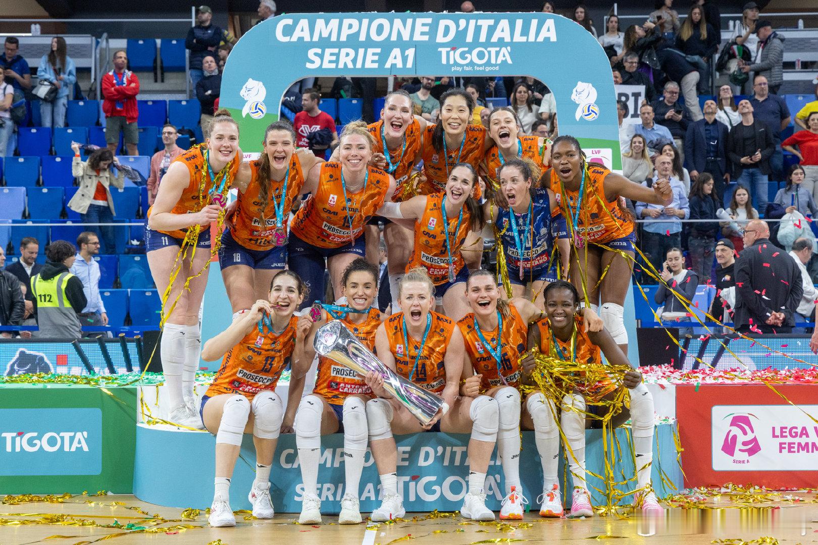 科内利亚诺联赛第9冠朱婷图集🔥！朱婷意甲联赛扣球双率第一朱婷科内利亚诺