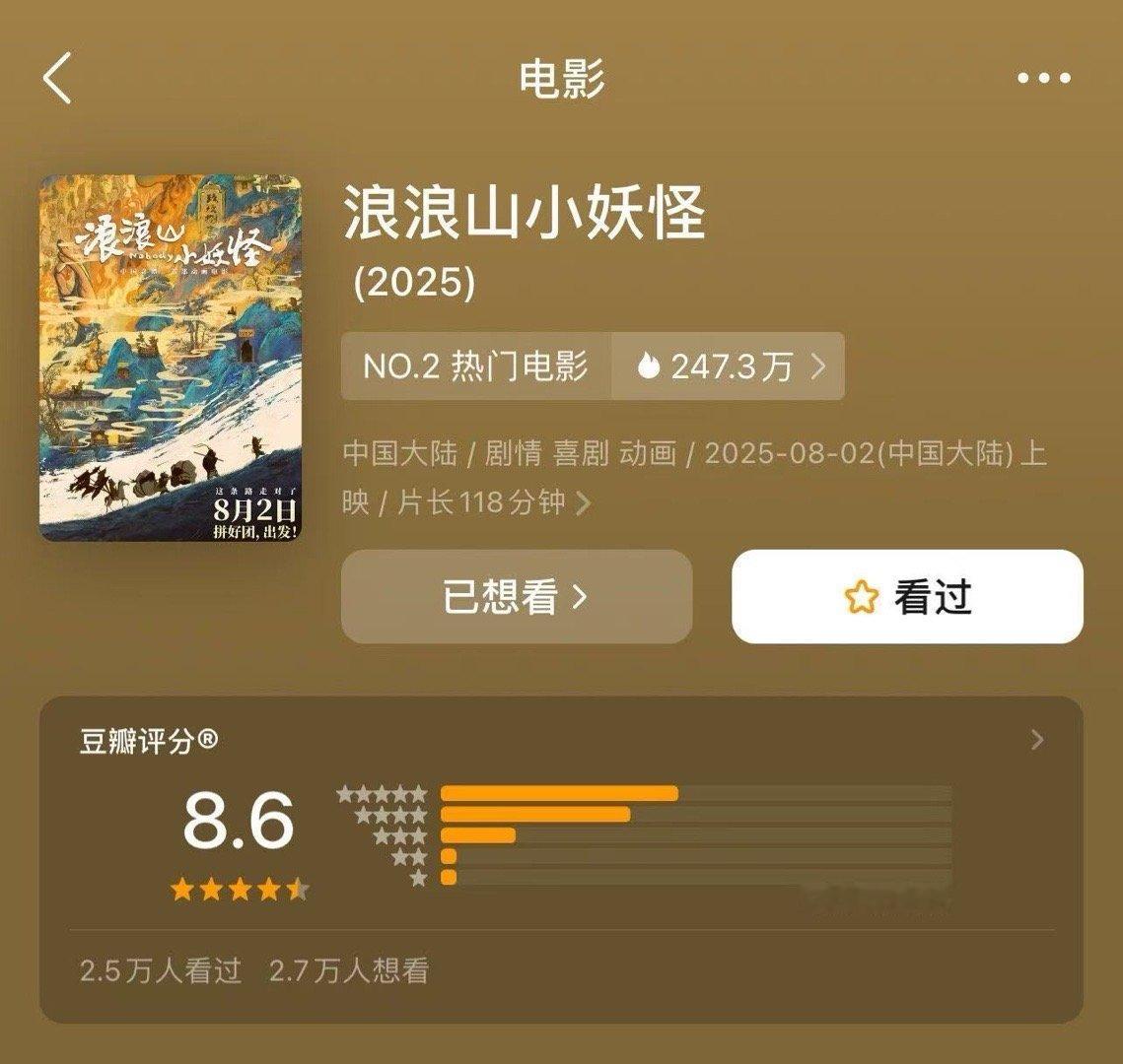 浪浪山小妖怪豆瓣评分8.6分上美影这波真的杀疯了！水墨画风一出来直接爷青回，小