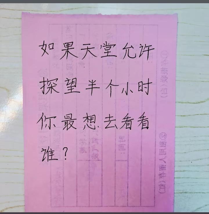 如果天堂允许探望半个小时，你最想去看看谁？