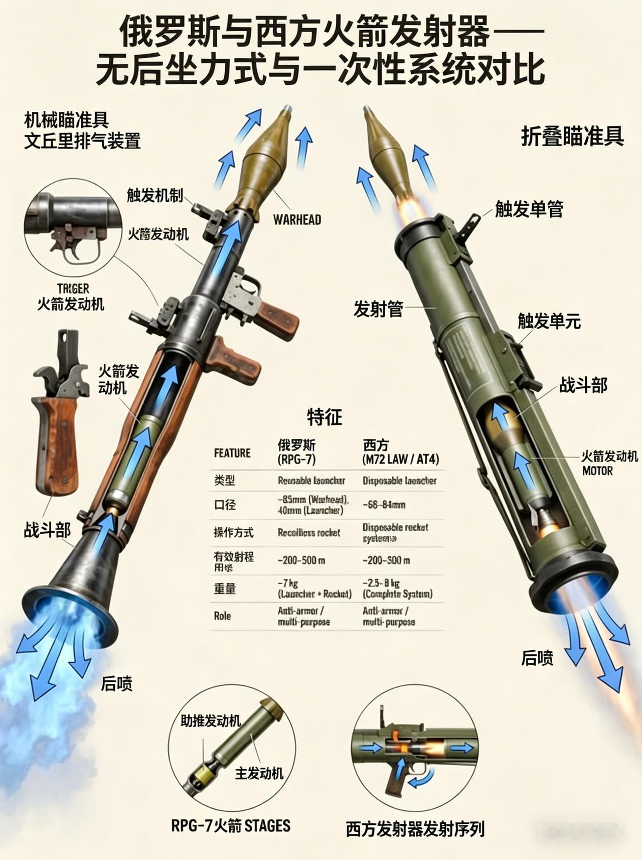 一张图看懂俄罗斯与西方两大反坦克流派的核心差异，左边是“万能老炮”，右边是“一次