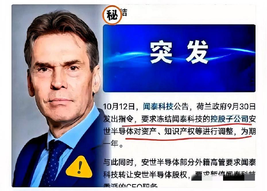 99%股份被抢我国老板只剩1股！荷兰冻结令张学政踢出董事会，安世半导体被