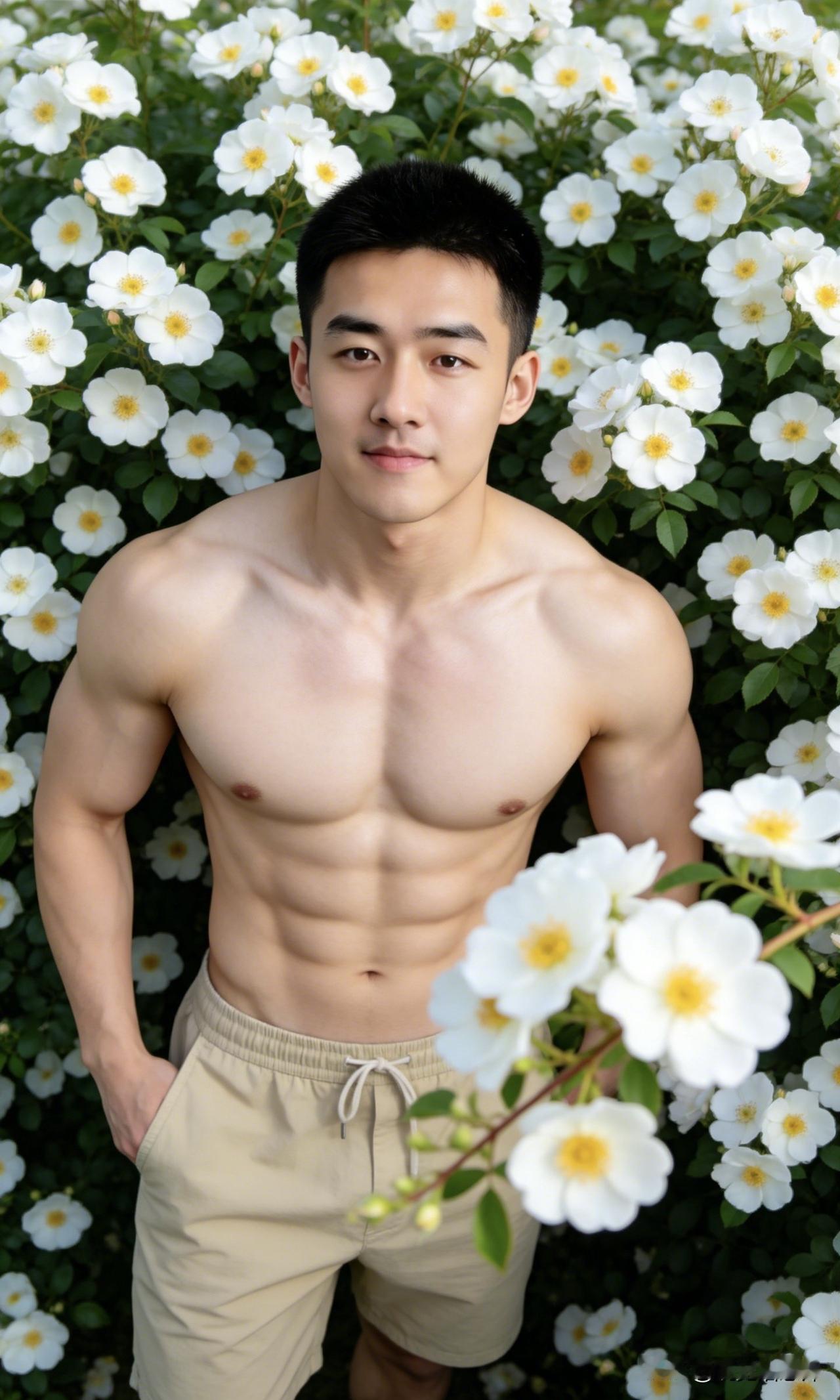 花儿与薄肌薄肌男孩帅哥男人