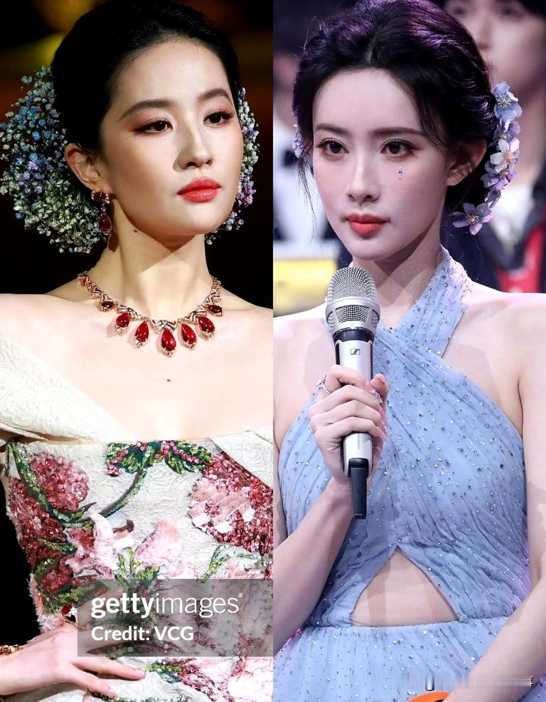 刘亦菲的Vogue满天星簪花发型大出圈，不仅超绝还特别修饰脸型，谁仿谁好看！孟子