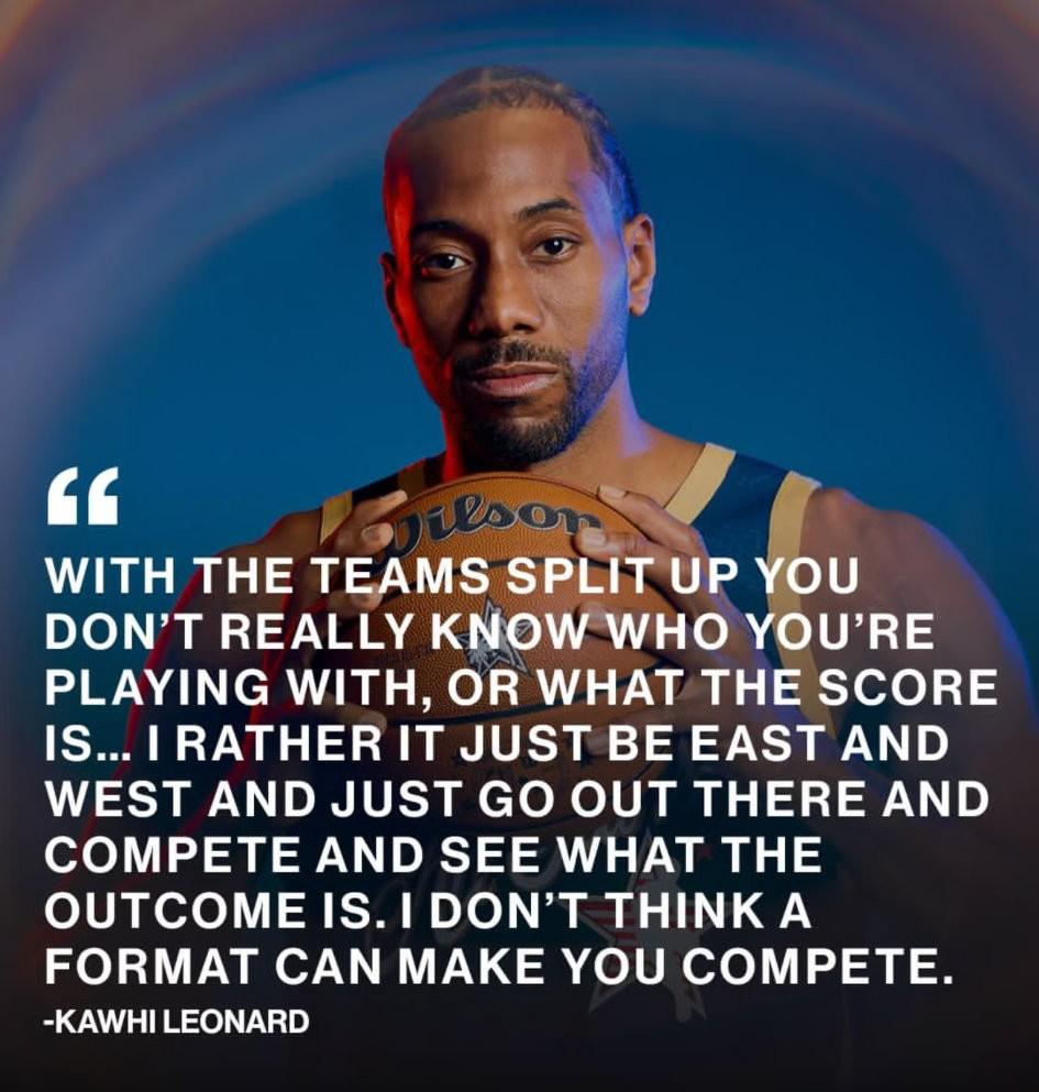 莱昂纳德怒喷“全明星赛制”:我没弄懂现在的全明星赛制，现在的组队方式让你根本不清