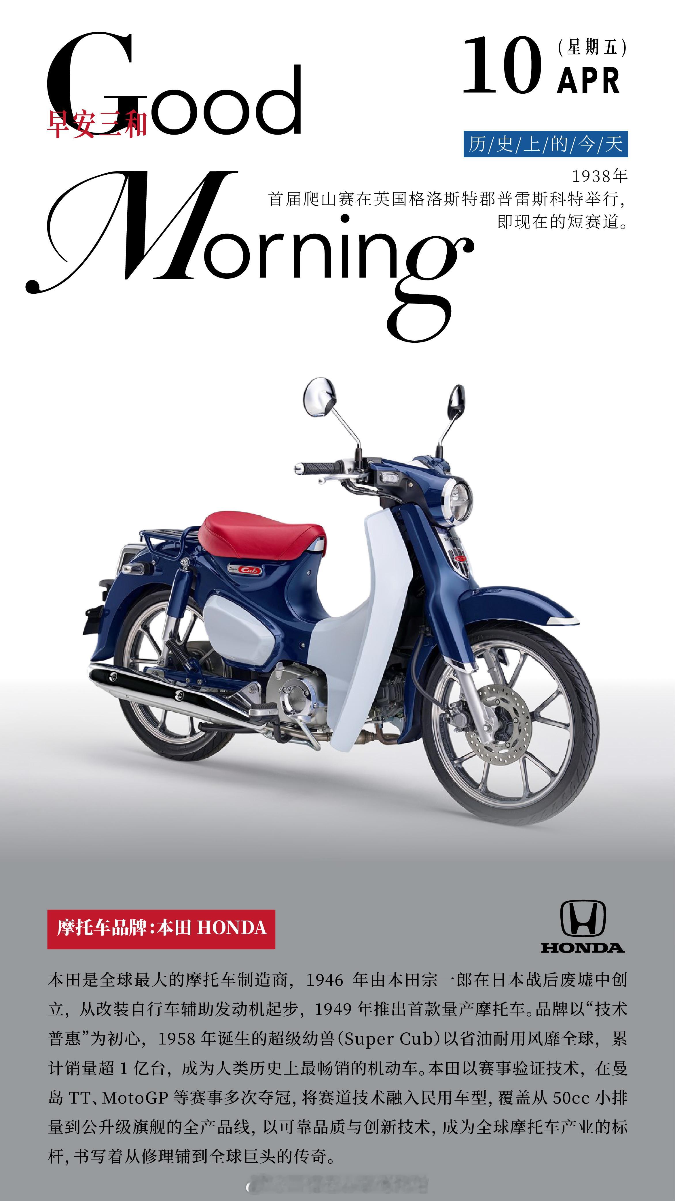 摩托车品牌：本田HONDA本田是全球最大的摩托车制造商，1946年由本田宗一