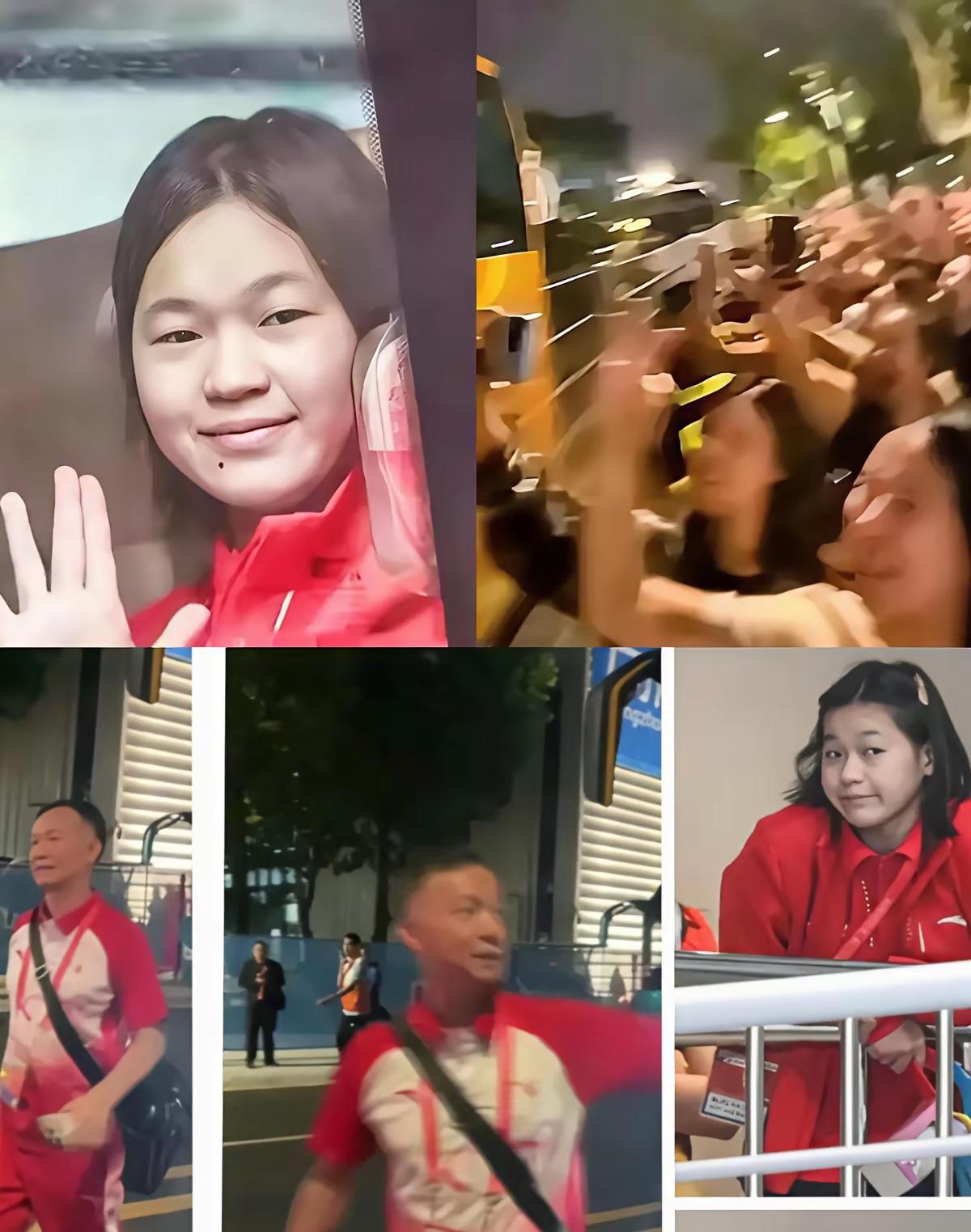 全红婵一走，站台挤满了人。没人喊金牌，没人问成绩。就盯着她笑，想多看两眼。