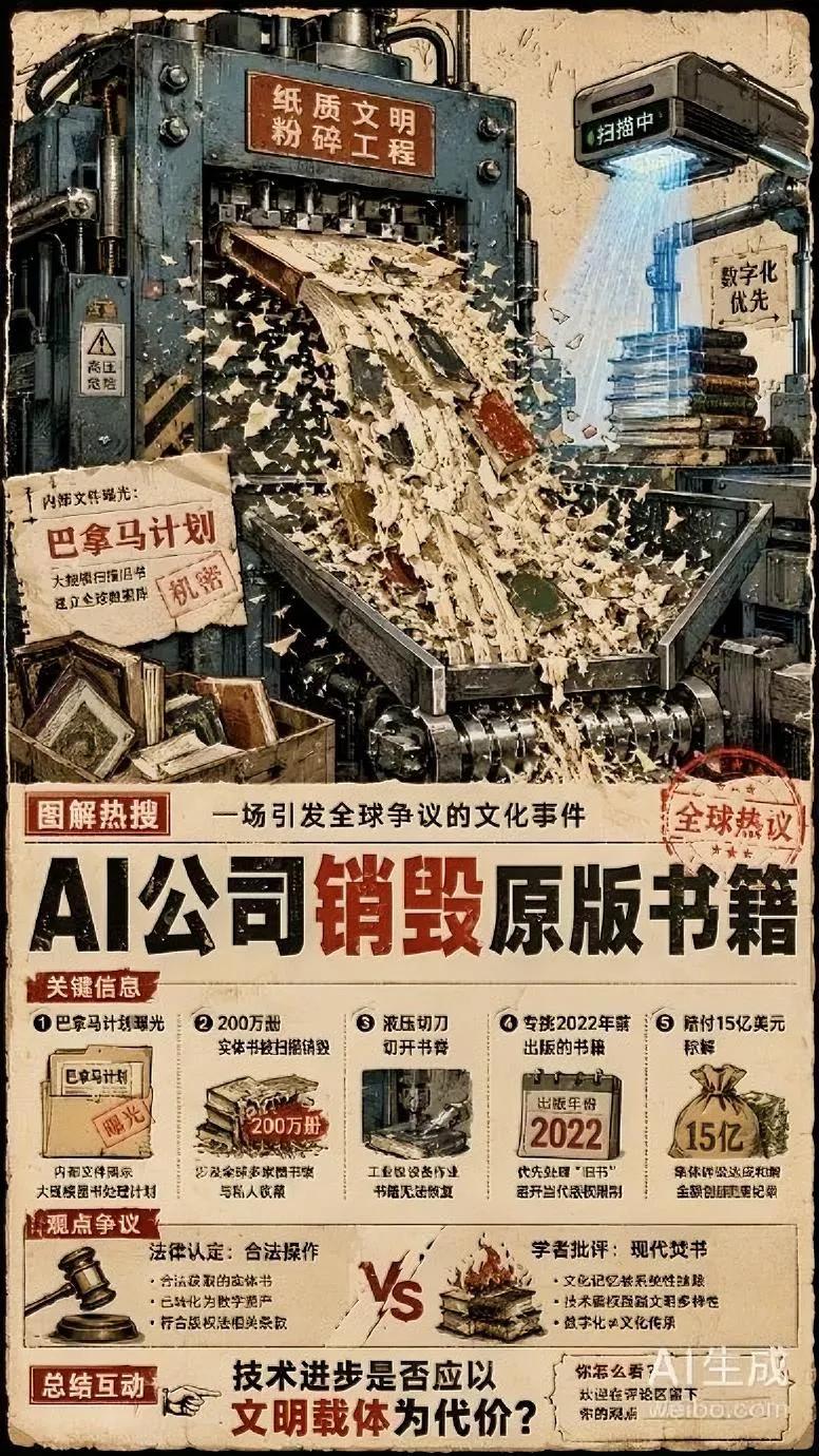 美国AI公司上演极致贪婪操作：高价收购绝版典籍、珍贵古籍孤本，AI完整扫描录入