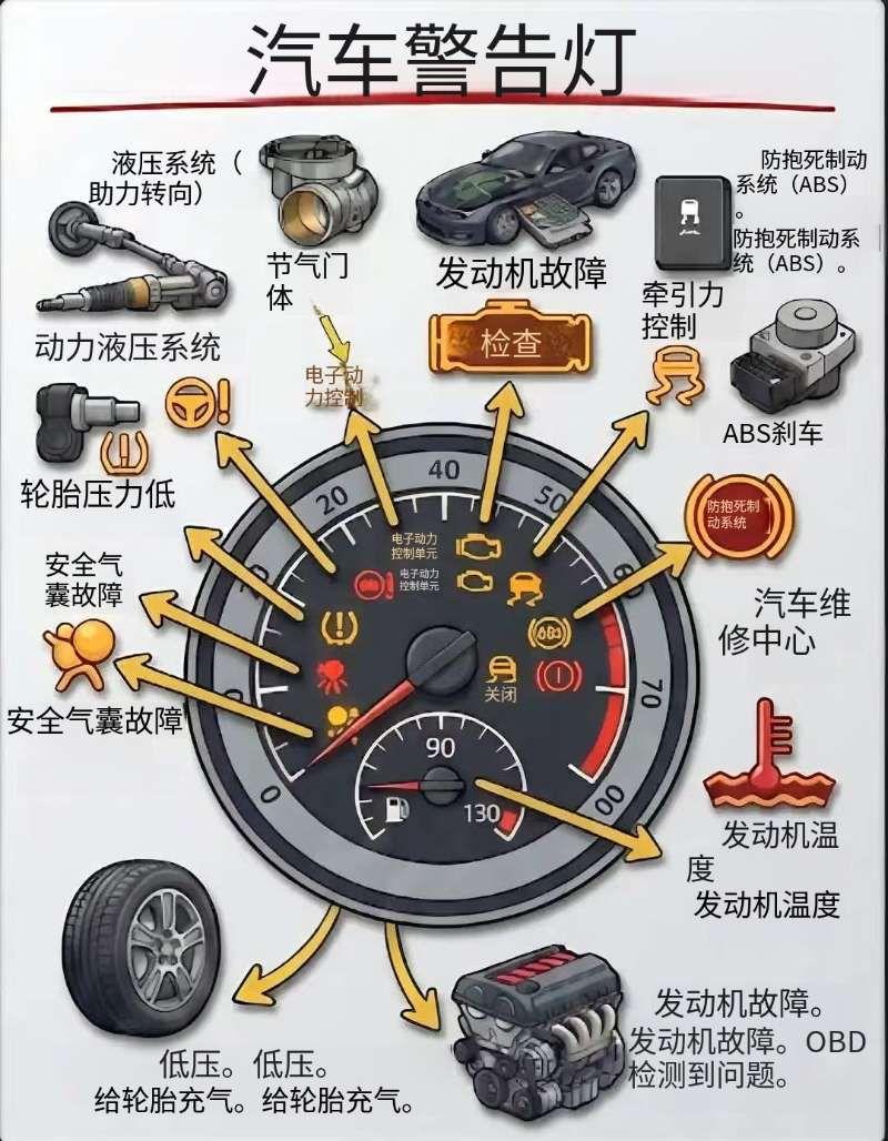 仪表盘警示灯科普。🚗仪表盘警示灯科普⚠️你还在无视这个警示灯？准备好