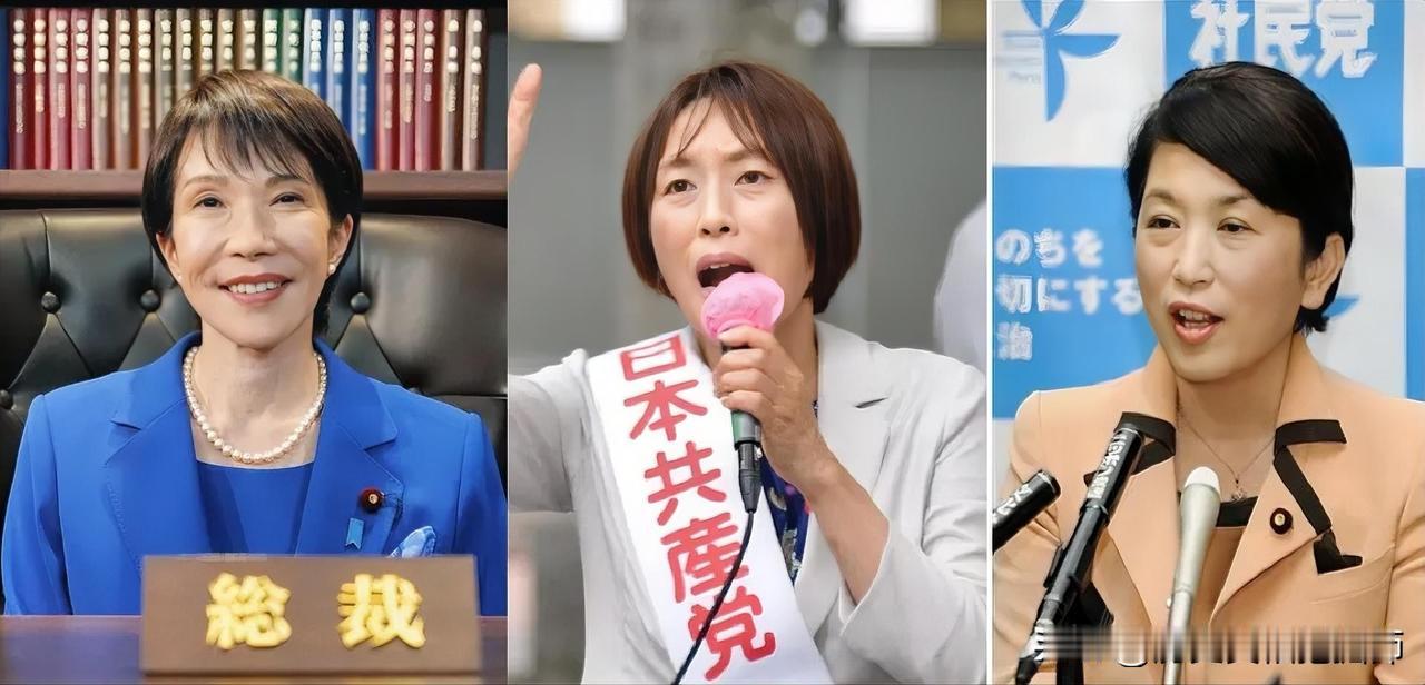 日本政坛目前的三位女性党首！1、高市早苗，1961年3月出生于日本奈良县，现任