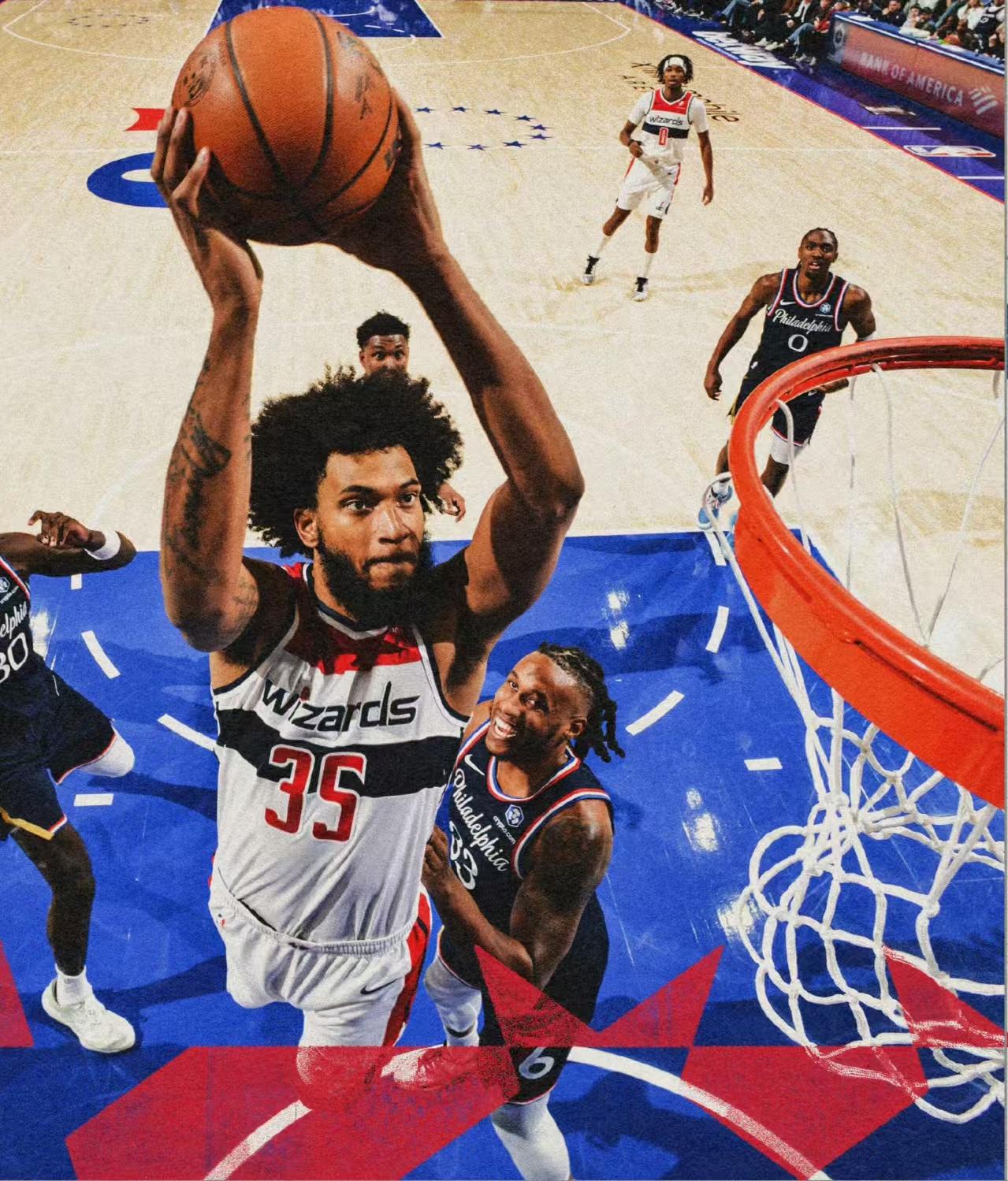 马克西再这样打下去，恩比德真的要退位了。大帝缺阵，76人121:102大胜奇才