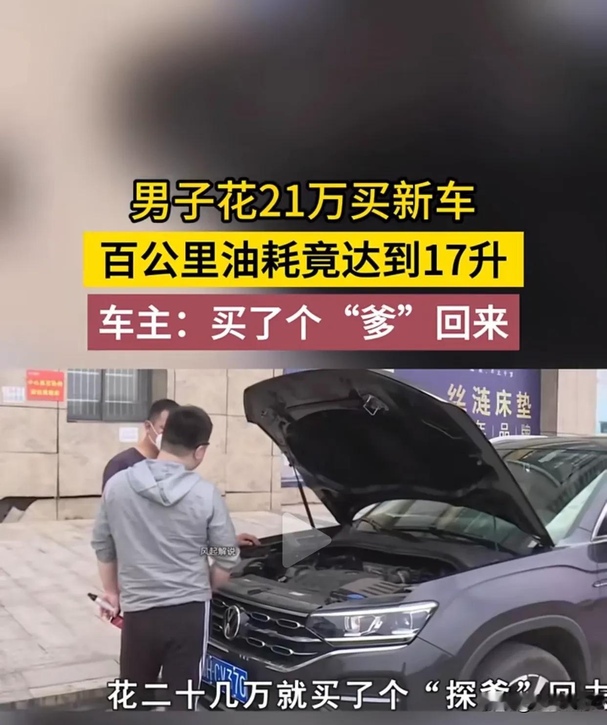 男子花21万买新车，百公里油耗达到17升，车主欲哭无泪，买了个“爹”回来！大家