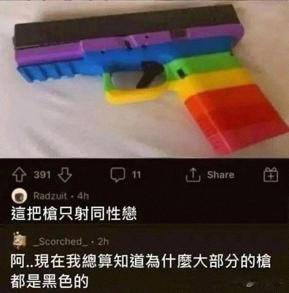 终于知道枪为什么基本是黑的了