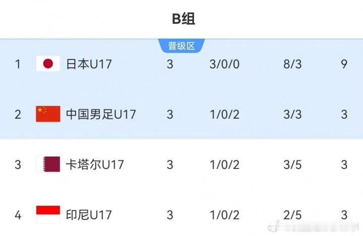U17国足获世少赛参赛资格U17亚洲杯小组赛末轮，U17国足2-0击败卡塔尔，