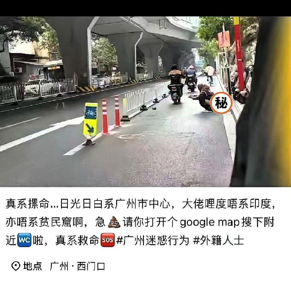 看到这么炸裂的一幕，大白天的闹市区，人来人往的大街上，居然有印度人直接当众拉屎！