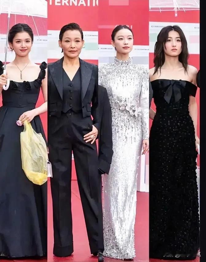 4位女神你认识几位呢？她们在北京电影节走红毯的生图中的人物。其中陈冲资格最老，年