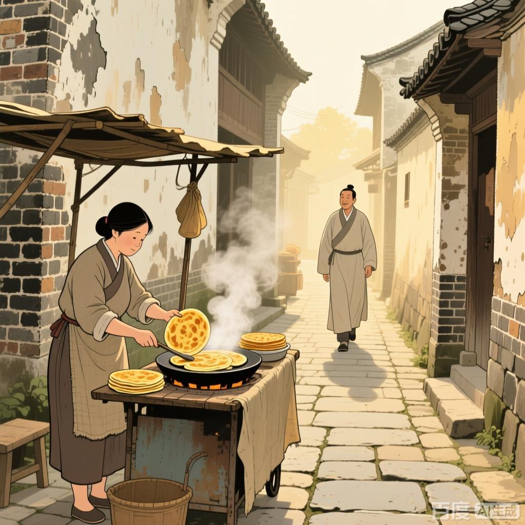 山东大善人潘守廉路过济州的一条巷口时，无意中看见一个卖煎饼的妇女，顿感此女不凡。